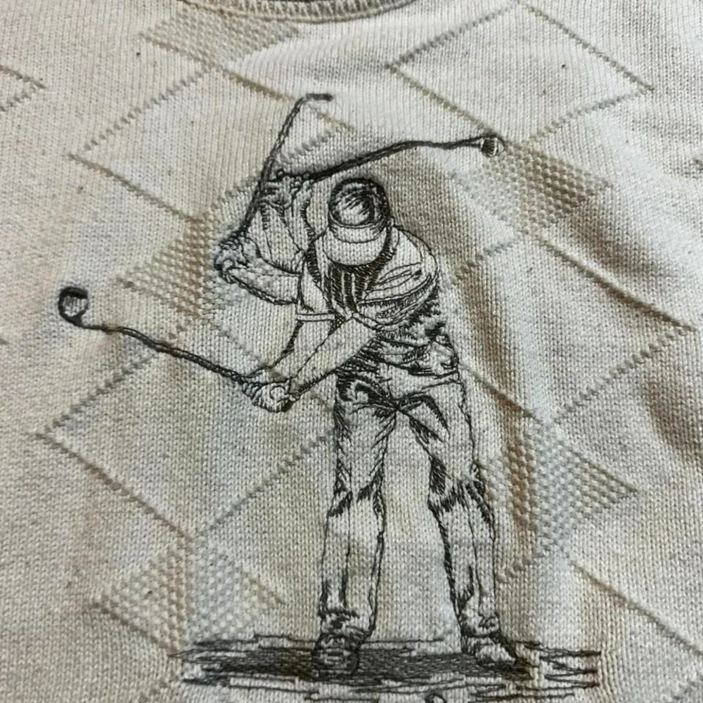 Vintage cream preppy‎ golf cotton made in USA sweater size XL